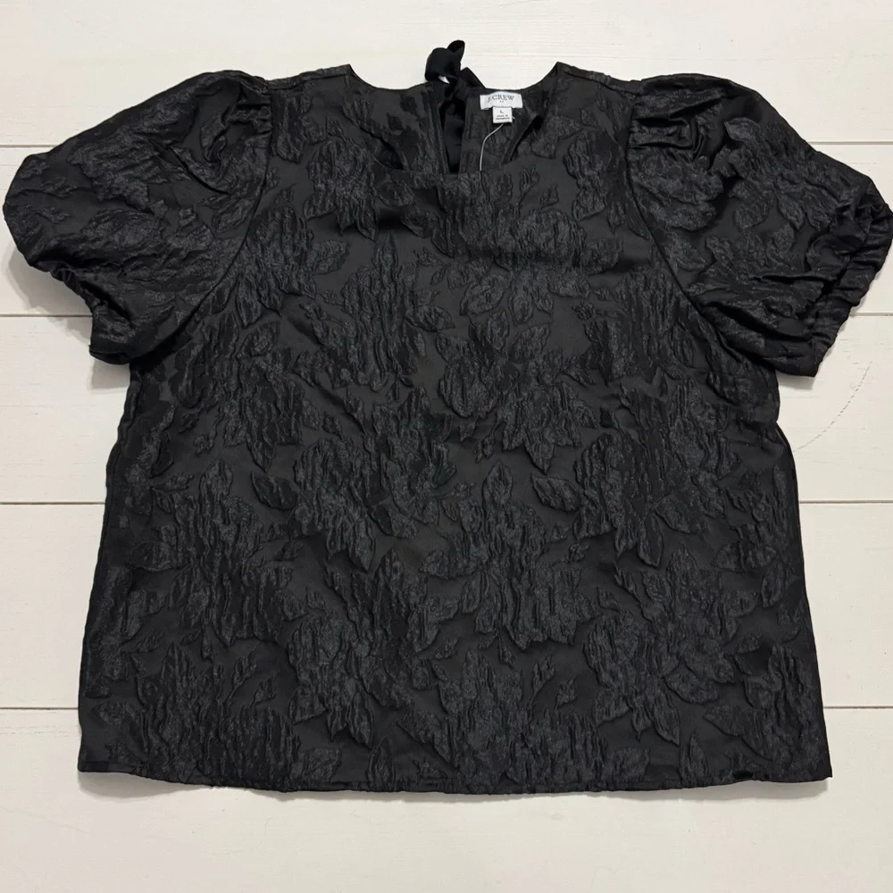 J.Crew Jacquard Short Puff Sleeve Blouse